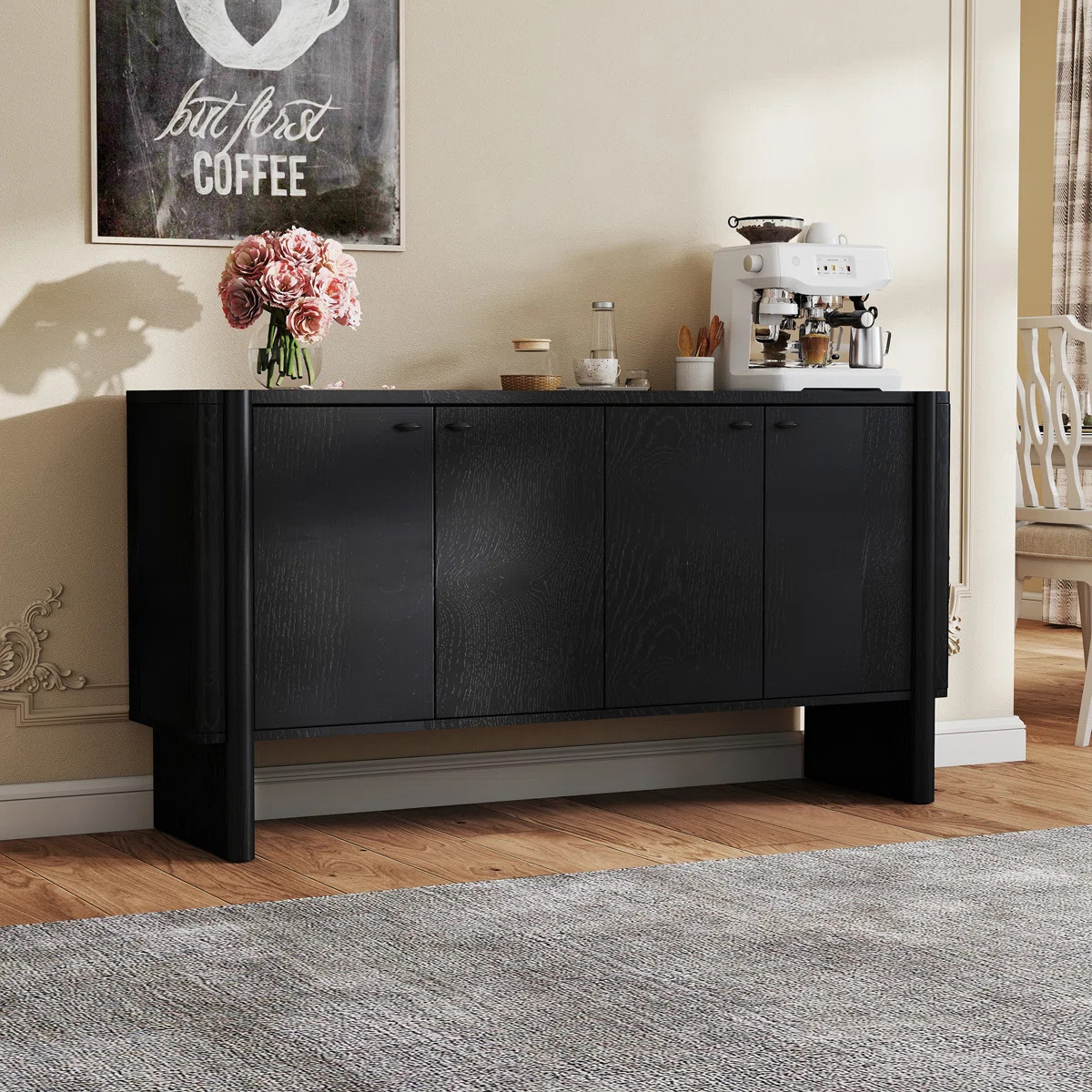 Buffet Storage Cabinet For Dining Room, Kitchen, Wood 4-Door Sideboard With 4 Compartments | Wayfair North America
