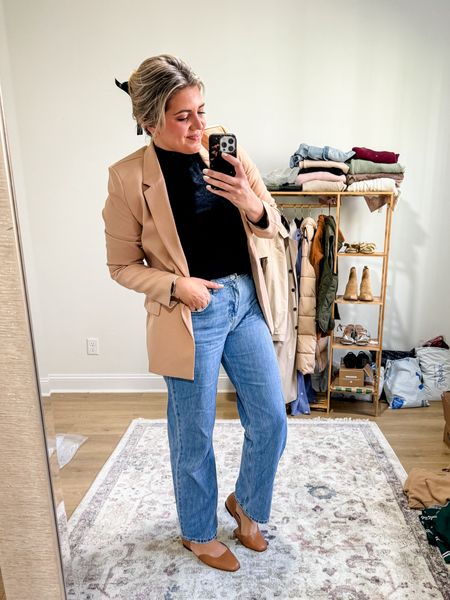 Ootd! Fav blazer 40% off! I own in two colors! TTS. I sized up in jeans (30)— on sale!, leather flats TTS. Loving the bow claw clip too! Amazon fashion, Black Friday fashion deals on Amazon! 

#LTKfindsunder100 #LTKfindsunder50 #LTKCyberWeek