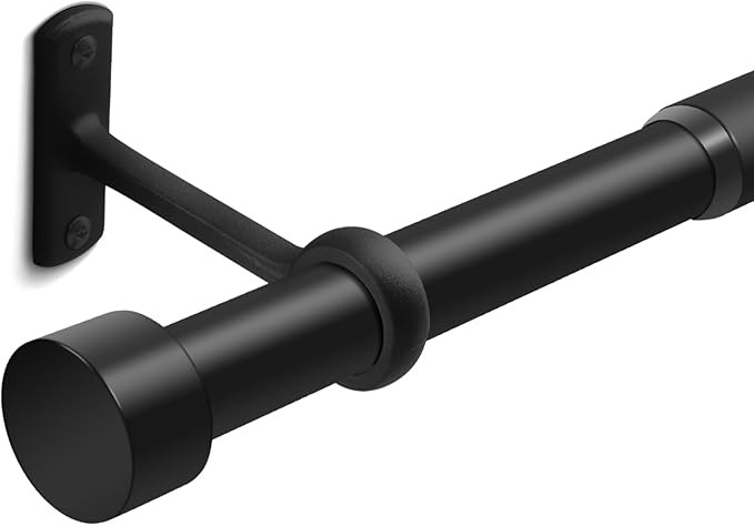 1 Inch Curtain Rods for Windows, 32 to 48 Inch Black Rustic Curtain Rod Set, Modern Design Draper... | Amazon (US)