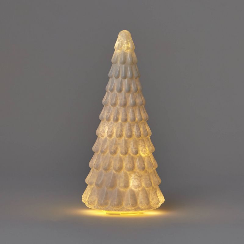 12.5&#34; Battery Operated Lit Glass Christmas Tree Decorative Figurine White - Wondershop&#8482; | Target