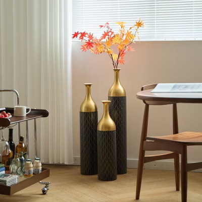 Metal Floor Vases Set of 3, Decorative Large Floor Standing Vase, Hallway Corner Decor Standing Vases, 34/30/24 Inch Oversized Flower Vases | Target