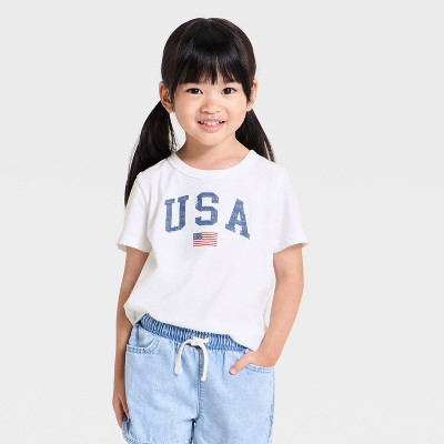 Baby Girls' 4th of July USA Short Sleeve T-Shirt - Cat & Jack™ White 18M | Target