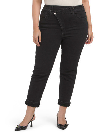 Plus High Rise Crossover Jeans for Women | Polyester/Spandex/Cotton | Marshalls