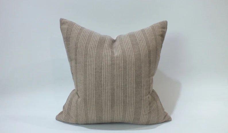 Brown Sofa Cream Striped Woven Sashiko Pillow Cover Decorative - Etsy | Etsy (US)