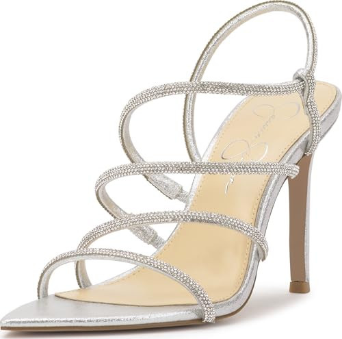 Jessica Simpson Vioreena Embellished High Heel Sandal, Silver, 6.5 | Amazon (US)