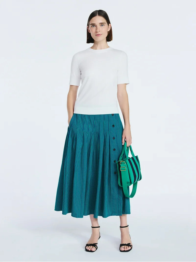 Free Assembly Women's and Women's Plus Cozy Yarn Shrunken Sweater Tee with Short Sleeves, Solid &... | Walmart (US)