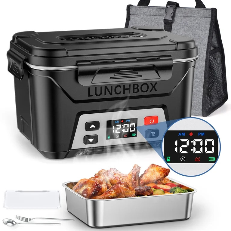 Portable Electric Lunch Box for Adults- Automatic Scheduled Heating Meal Container, Cordless Batt... | Walmart (US)
