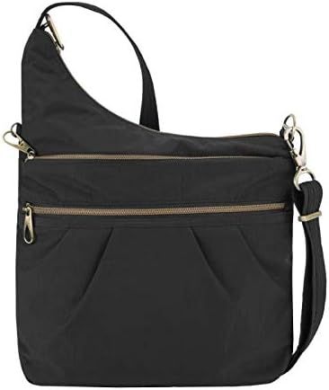 Travelon: Anti-Theft Signature 3 Compartment Nylon Crossbody Bag - Black | Amazon (US)