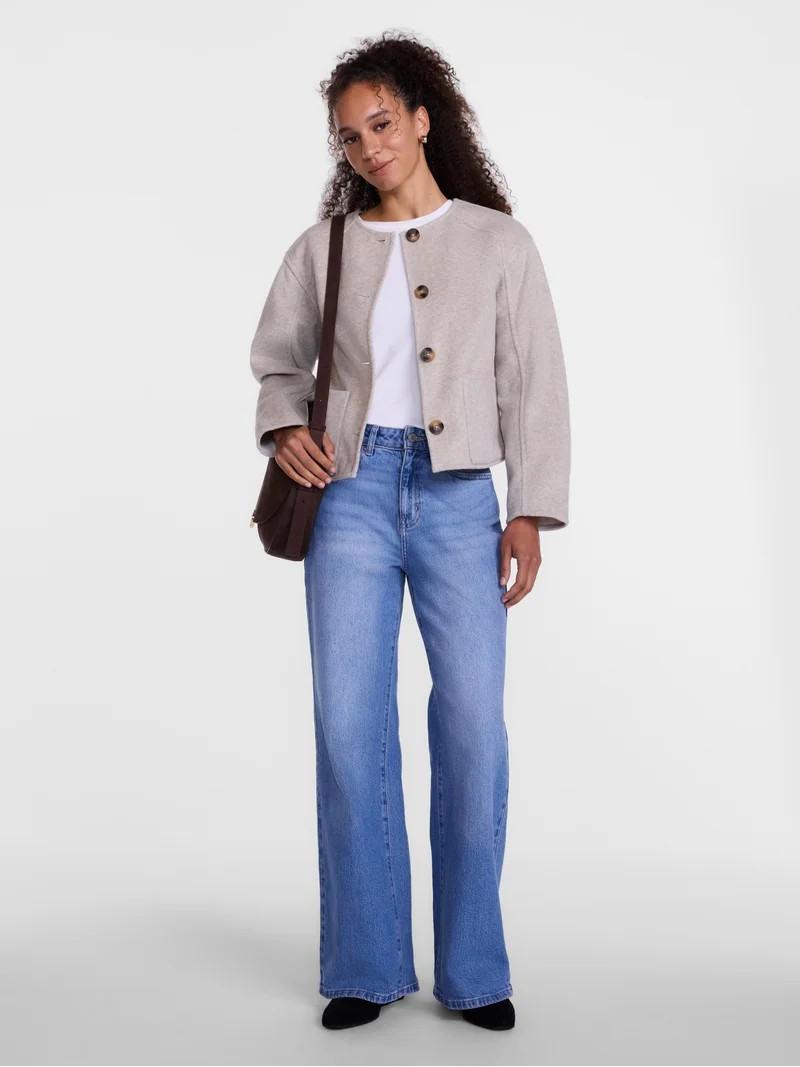Scenario Women's Double Faced Faux Wool Jacket, Sizes XS-XXXL | Walmart (US)