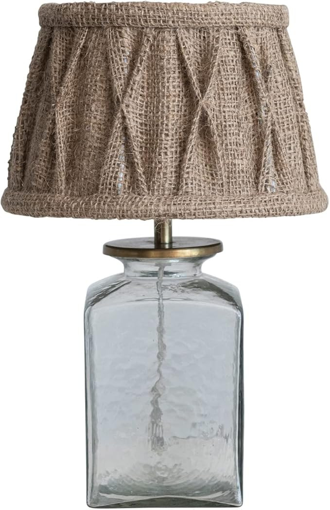 Creative Co-Op Farmhouse Glass Pleated Jute Shade, Clear and Natural Table Lamp | Amazon (US)
