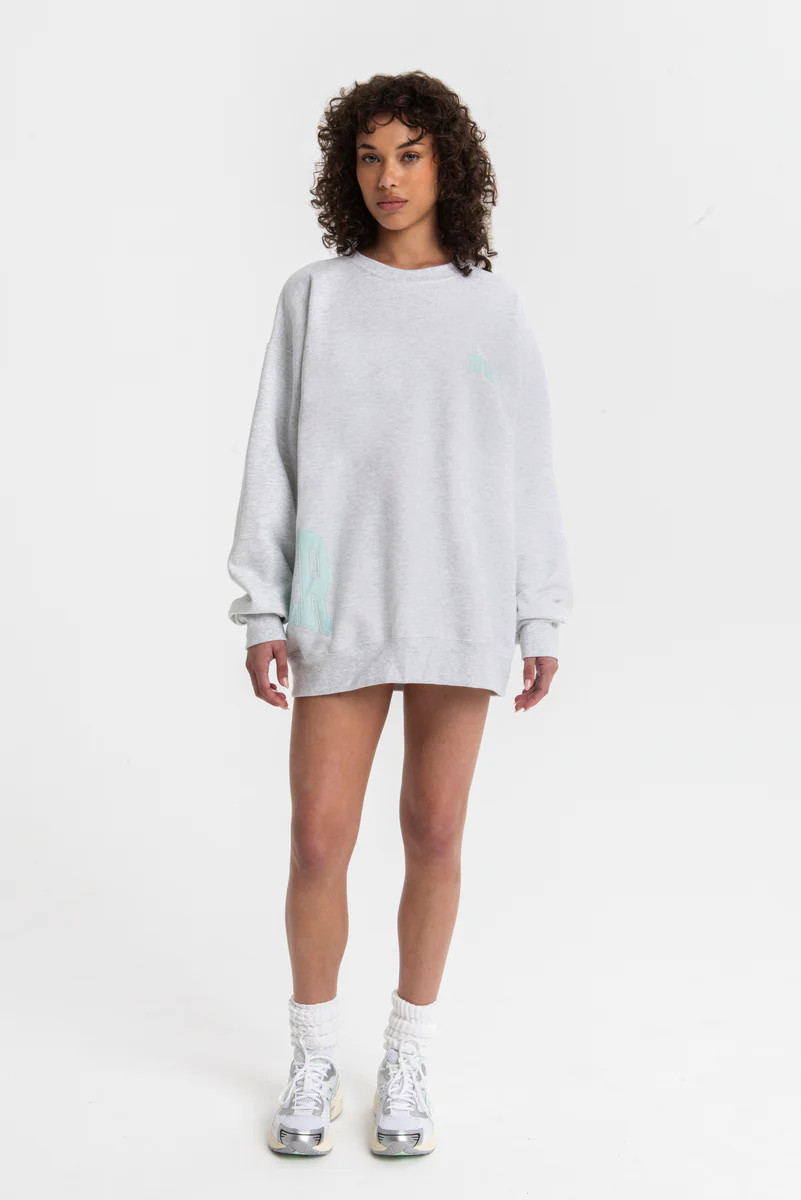 VARSITY WRAPPED SWEATSHIRT LT HEATHER GREY/MINT | The Bar