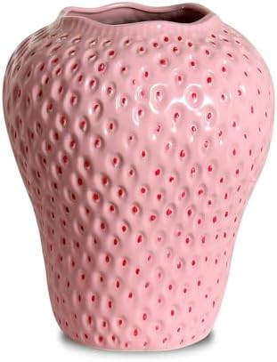 Strawberry Ceramic Flower Vase, Giant Decorative Cute Fruit Ornament Vase for Flower Arrangement,... | Amazon (US)