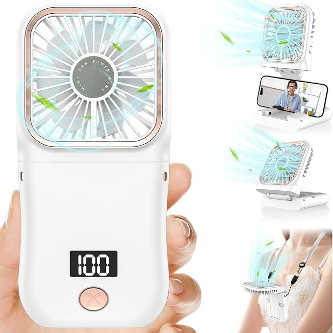 DDKJ Handheld Fan Rechargeable,3 Speeds,4000mAh,LED Display,180°Foldable 4-in-1 Portable Wearabl... | Amazon (UK)