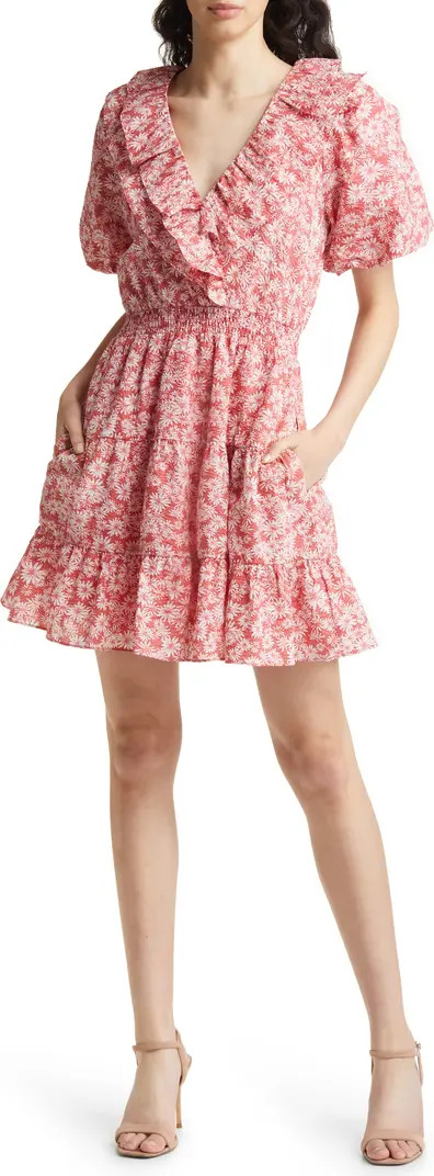 Short Sleeve Faux Wrap Minidress | Nordstrom