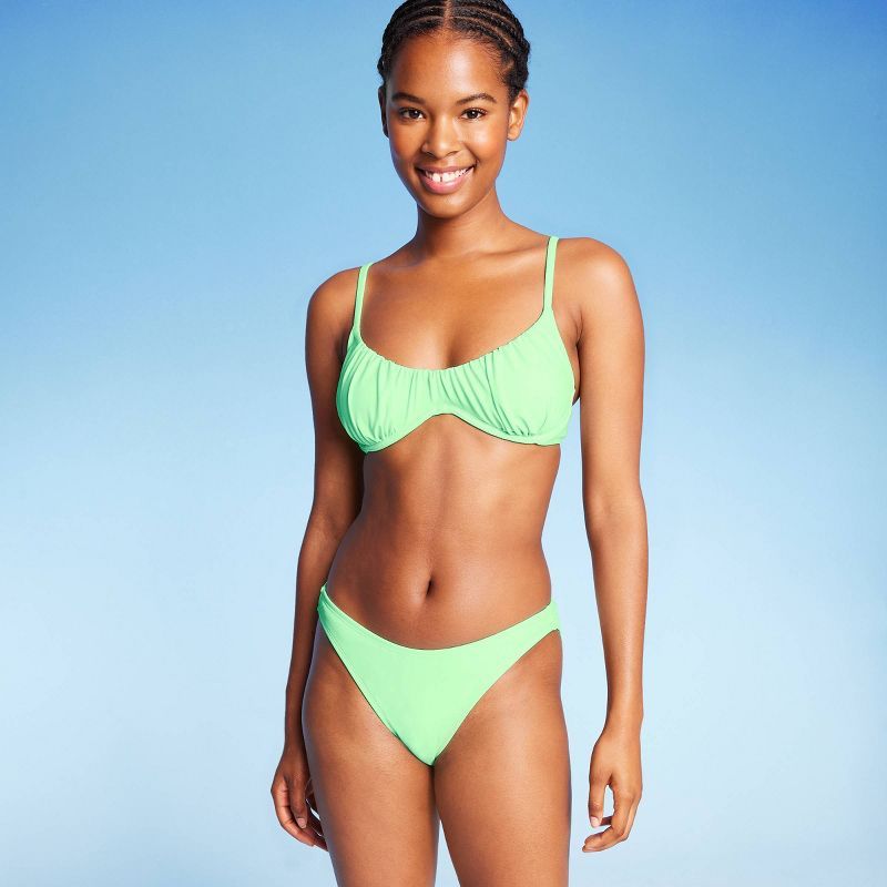 Women's Scoop Front High Leg Cheeky Bikini Bottom - Wild Fable™ Light Green | Target
