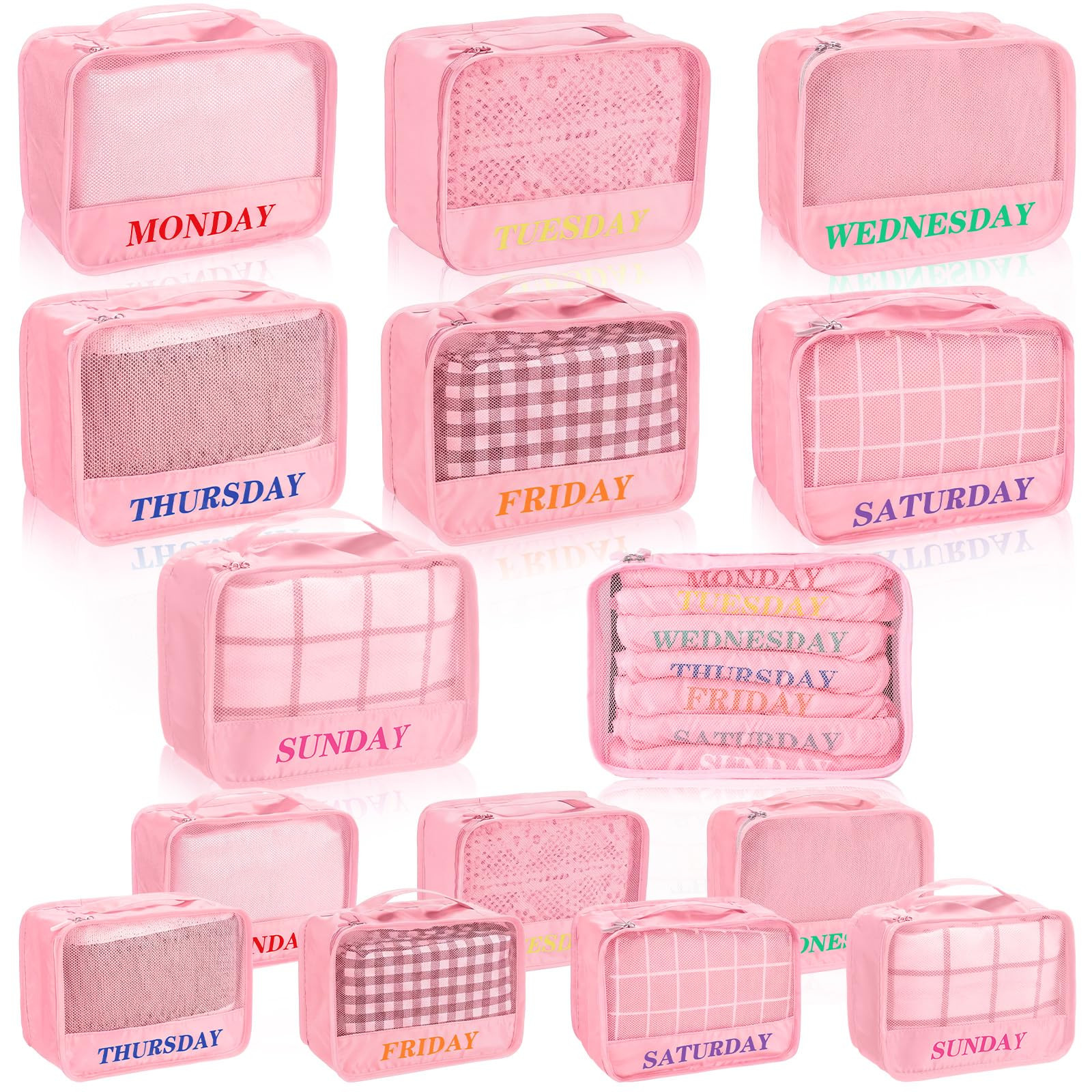 Days of Week Packing Cubes Weekly Organizer Travel Storage Bag School Clothes for Kids Summer Cam... | Amazon (US)