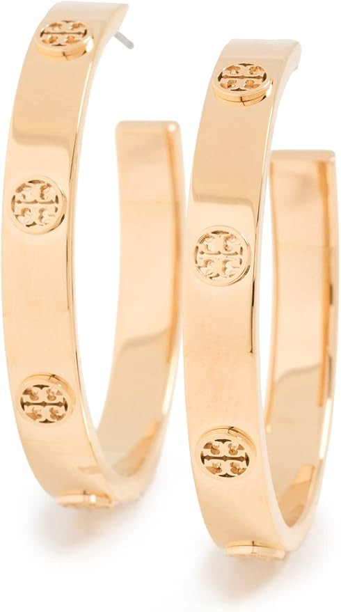 Amazon.com: Tory Burch Women's Miller Stud Hoop Earrings, Tory Gold, One Size: Clothing, Shoes & ... | Amazon (US)