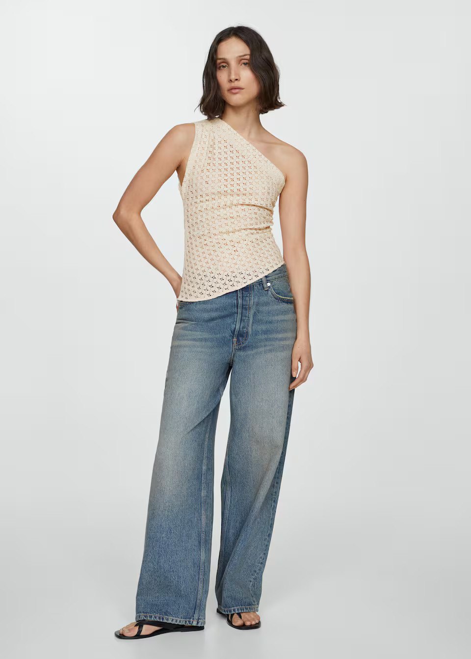 Asymmetrical textured top -  Women | Mango United Kingdom | MANGO (UK)