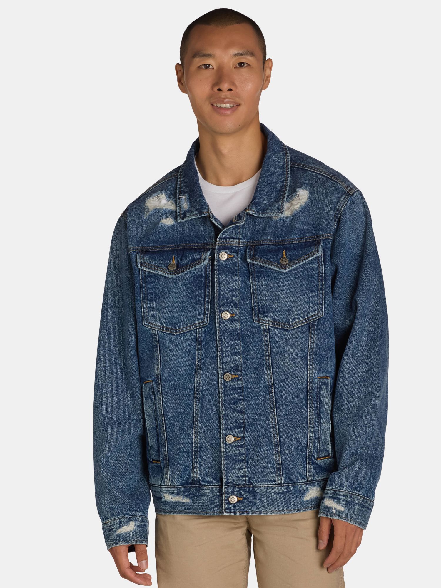 No Boundaries Denim Trucker Jacket, Men's & Big Men's - Walmart.com | Walmart (US)