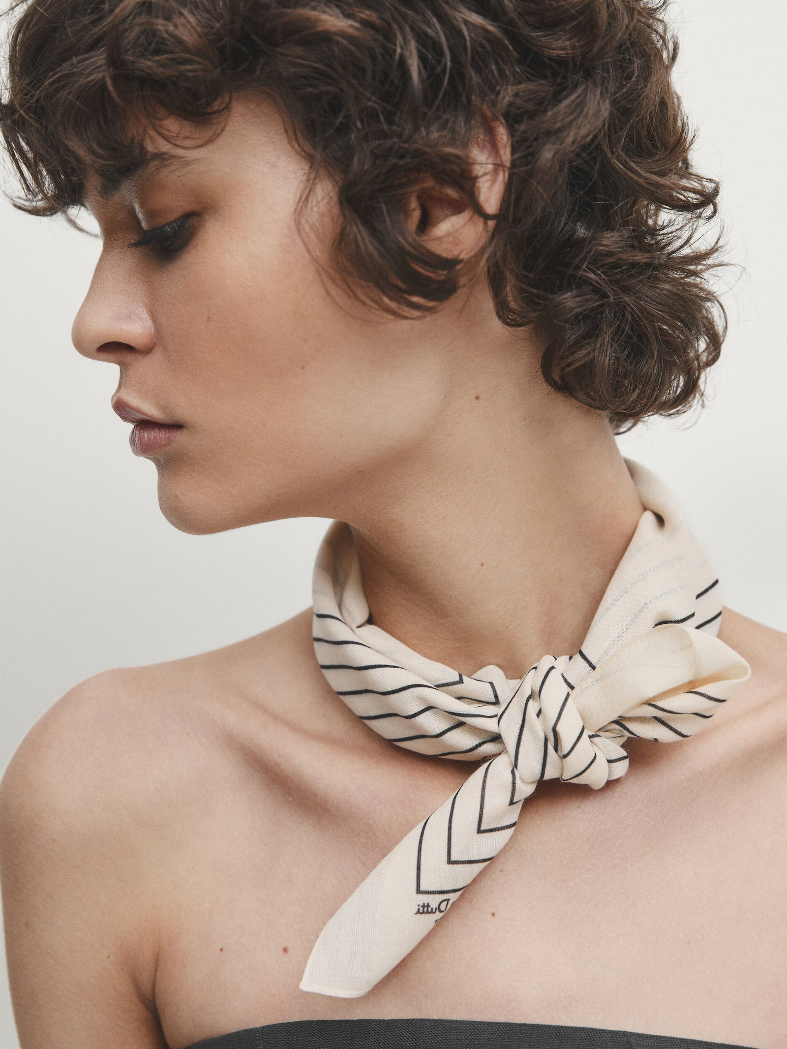 Cotton scarf with contrast stripes | Massimo Dutti US