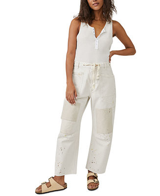 Free People Women's Moxie Drawstring Barrel-Leg Jeans - Macy's | Macy's