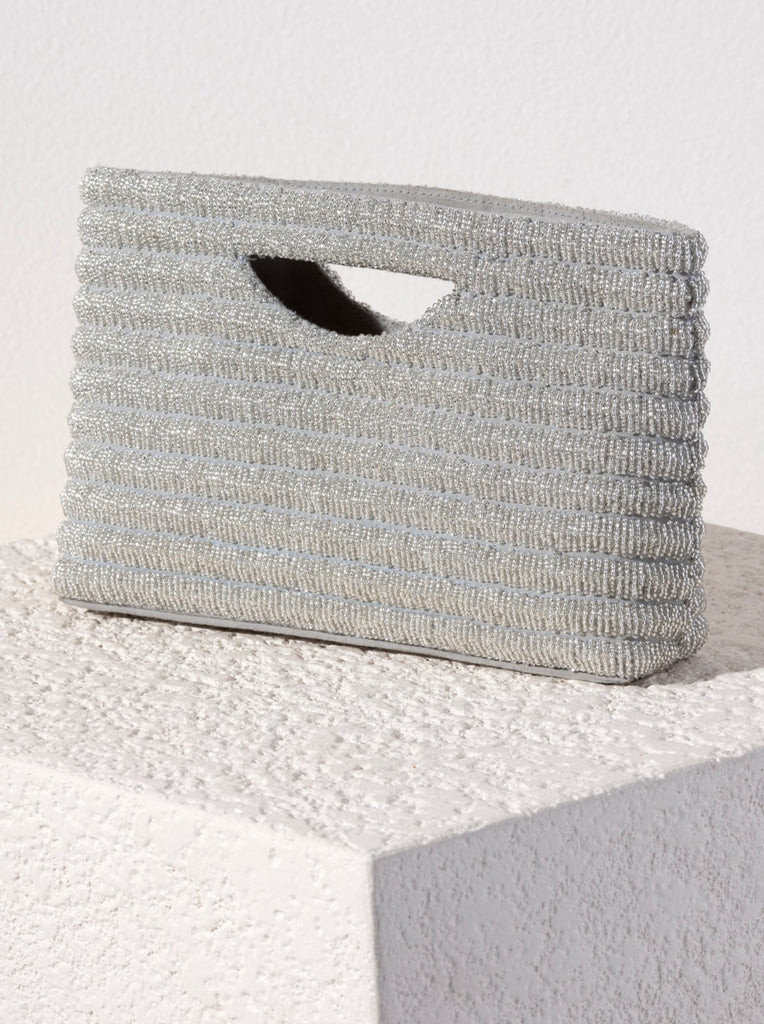 Shiraleah Josie Beaded Clutch, Silver | Shiraleah
