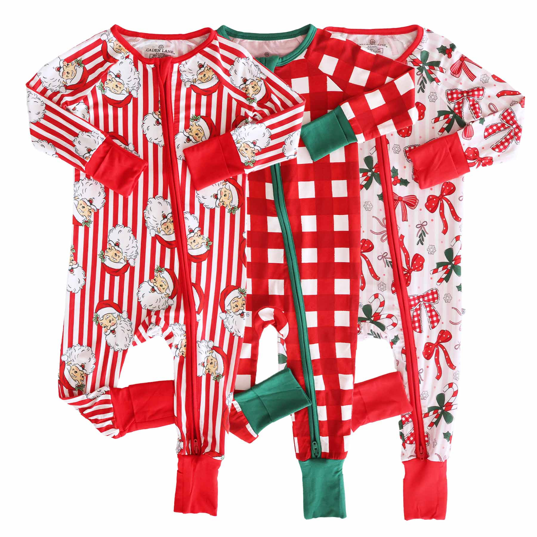 Christmas Bamboo Convertible Zip Rompers | Caden Lane
