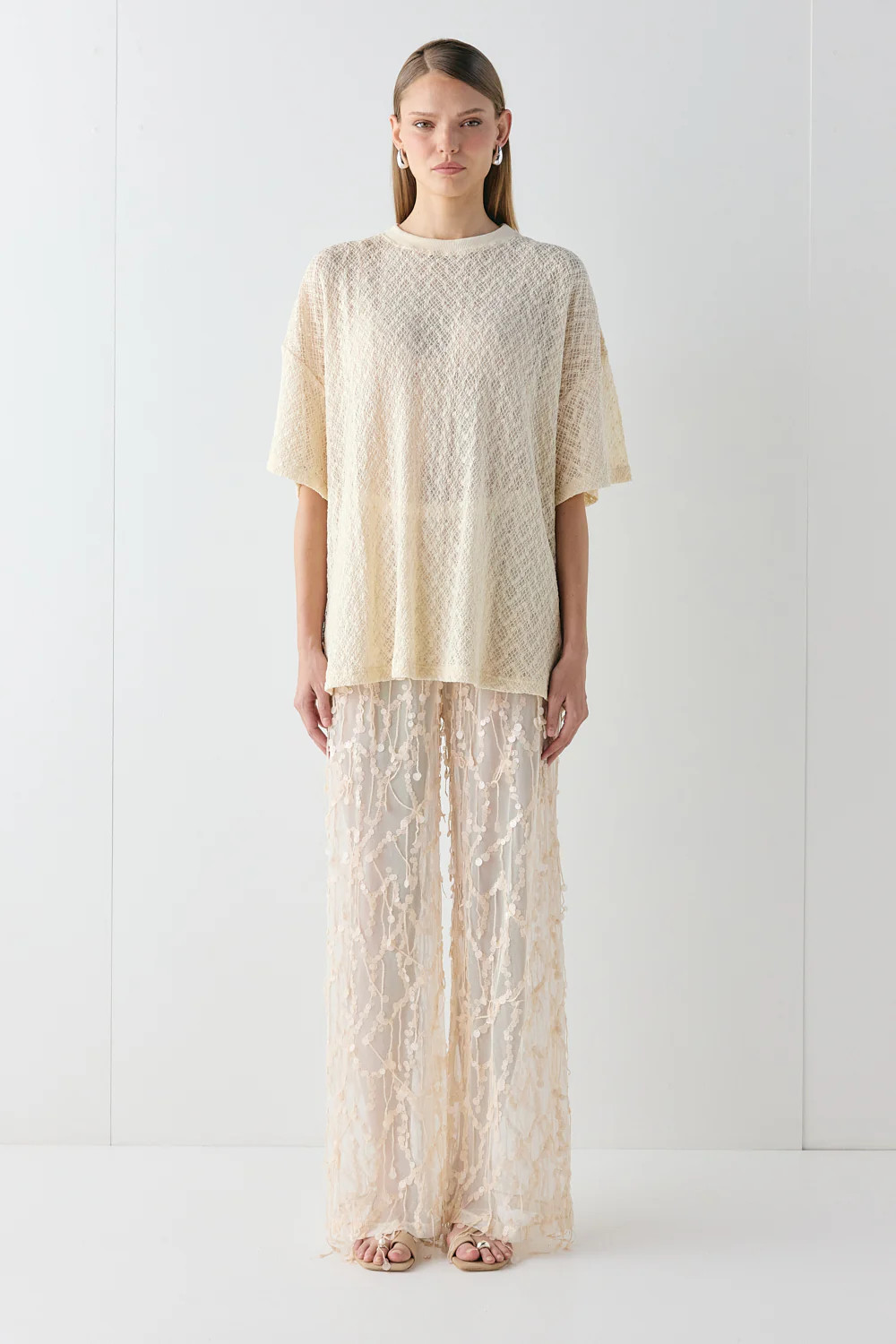 Willow Lace Tee Cream | VRG Grl