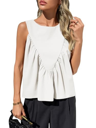 Cicy Bell Womens Peplum Babydoll Tank Tops Summer Sleeveless Loose T Shirts Casual Shirred Flowy ... | Amazon (US)