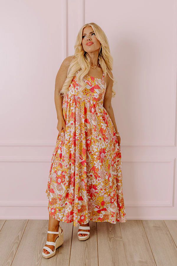 Tranquil Time Floral Midi in Golden Honey Curves | Impressions Online Boutique