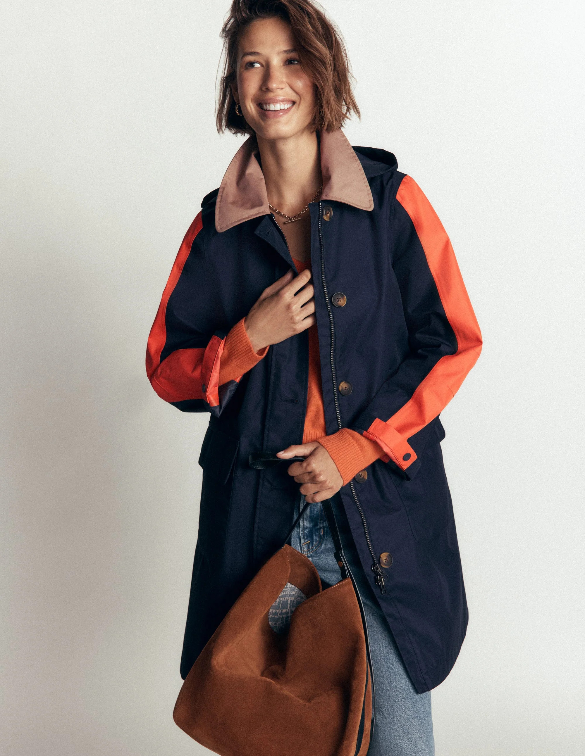 Colour block Raincoat-Navy | Boden (US)