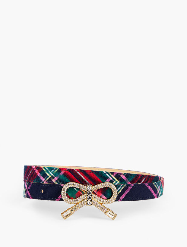 Rhinestone Bow Plaid Belt | Talbots