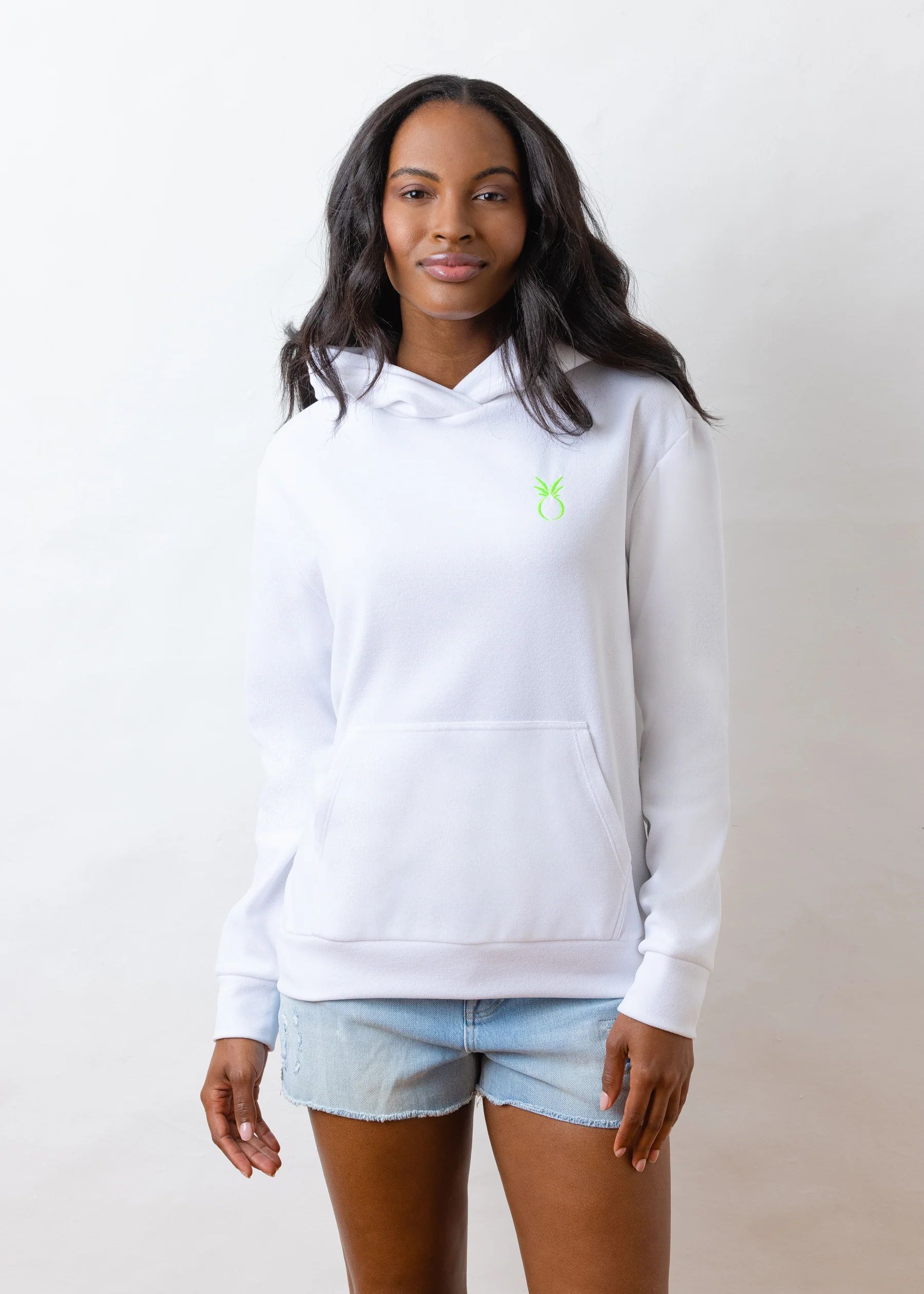 Hendrie Hoodie in Terry Fleece (White) | Dudley Stephens