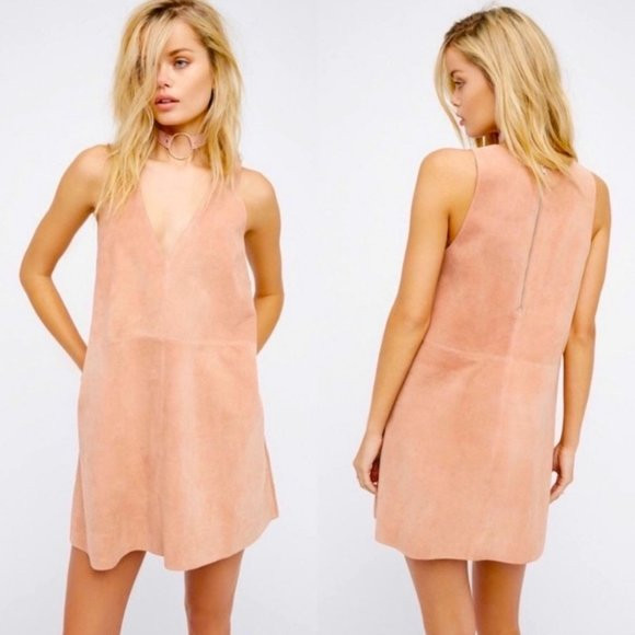 Free People Retro Love Suede Mini Dress Blush Pink | Poshmark