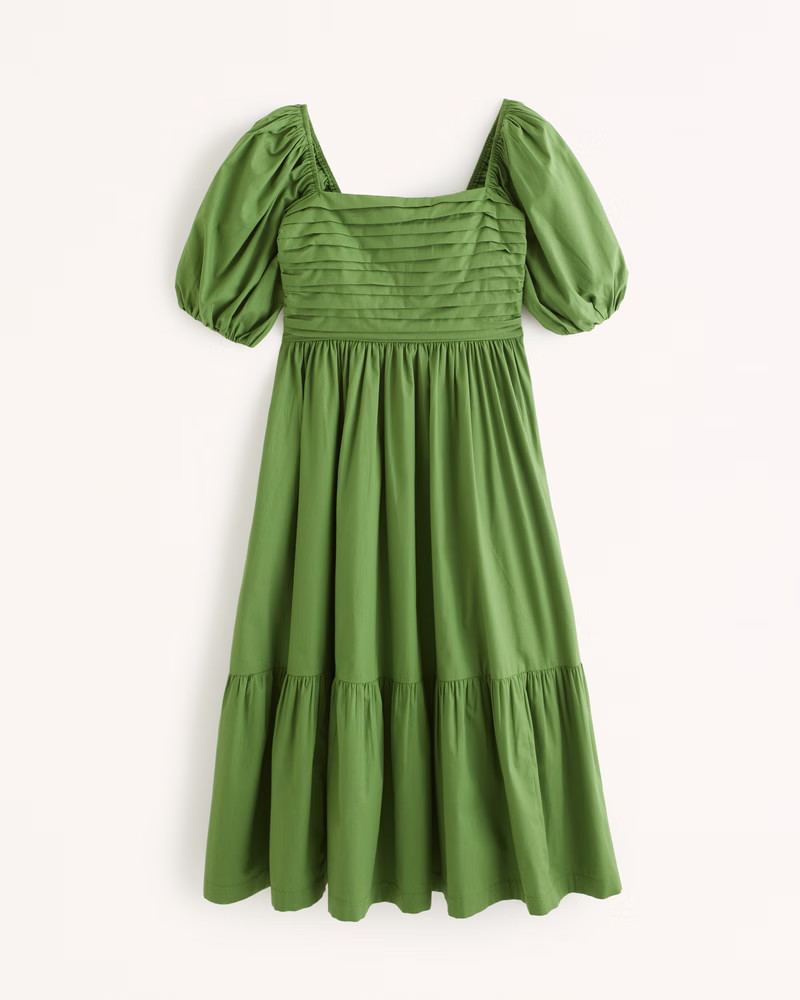 Emerson Poplin Puff Sleeve Midi Dress | Abercrombie & Fitch (US)