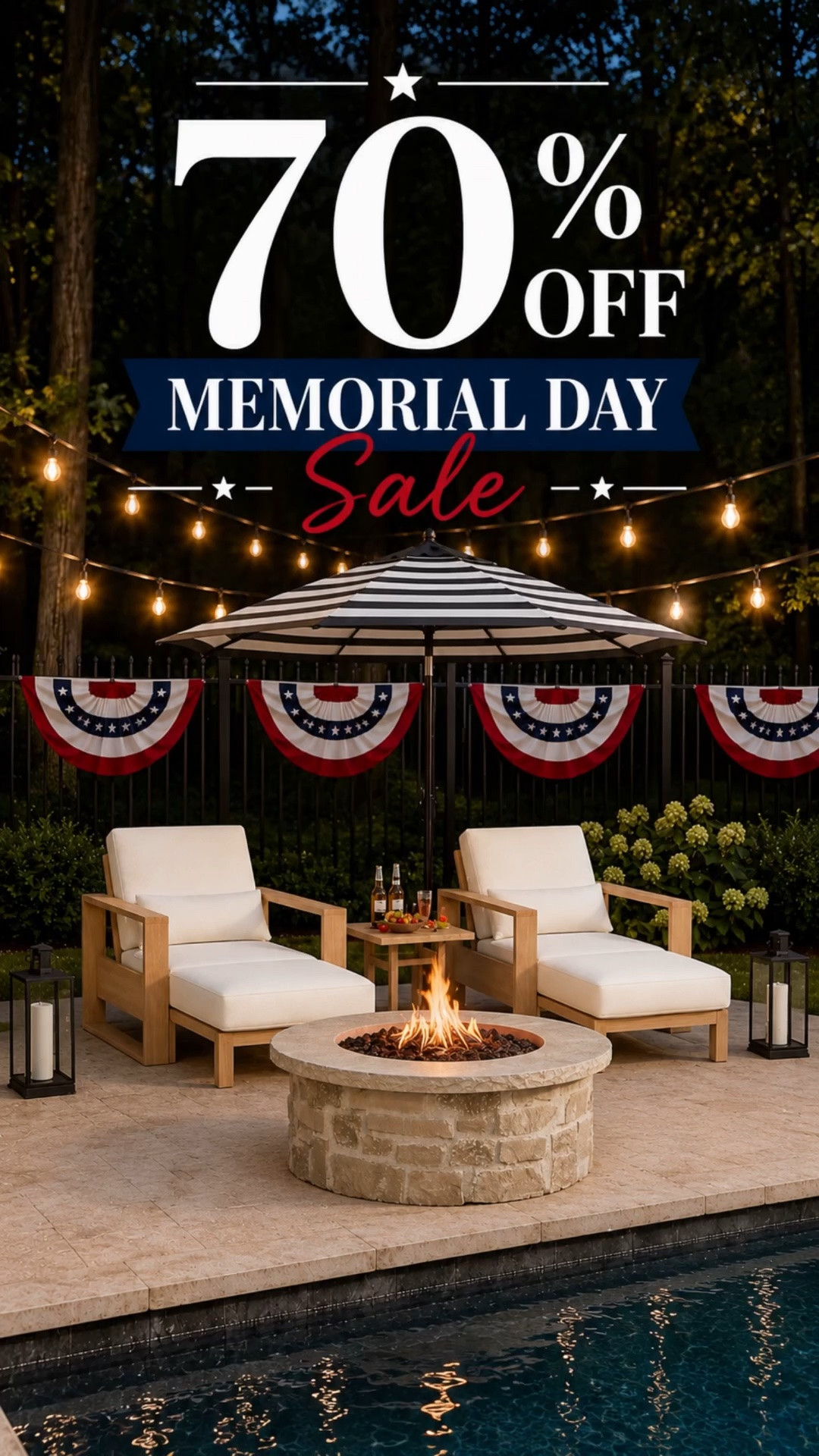 OUTDOOR PATIO SALE ✨ Backyard patio ideas, fire pit inspiration, poolside decor, outdoor furniture.

This setup is giving cozy summer nights 🤍 From the striped umbrella to the fire pit and string lights… these are the outdoor finds that instantly make your backyard feel elevated. Memorial Day weekend is the perfect time to refresh your patio space before summer officially starts 🇺🇸

#LTKHome