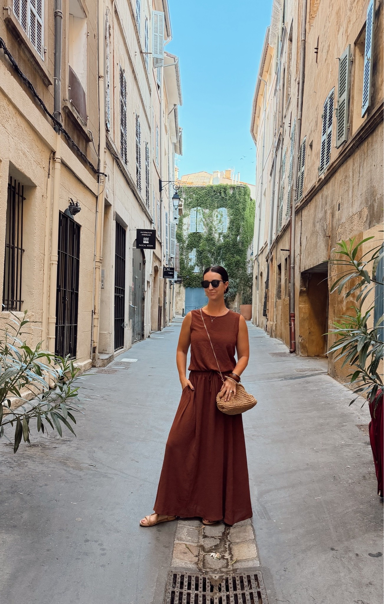 Euro travel outfit! Walking around Aix! Two piece Amazon set, light weight and airy and so easy to pack. Wrinkle free!