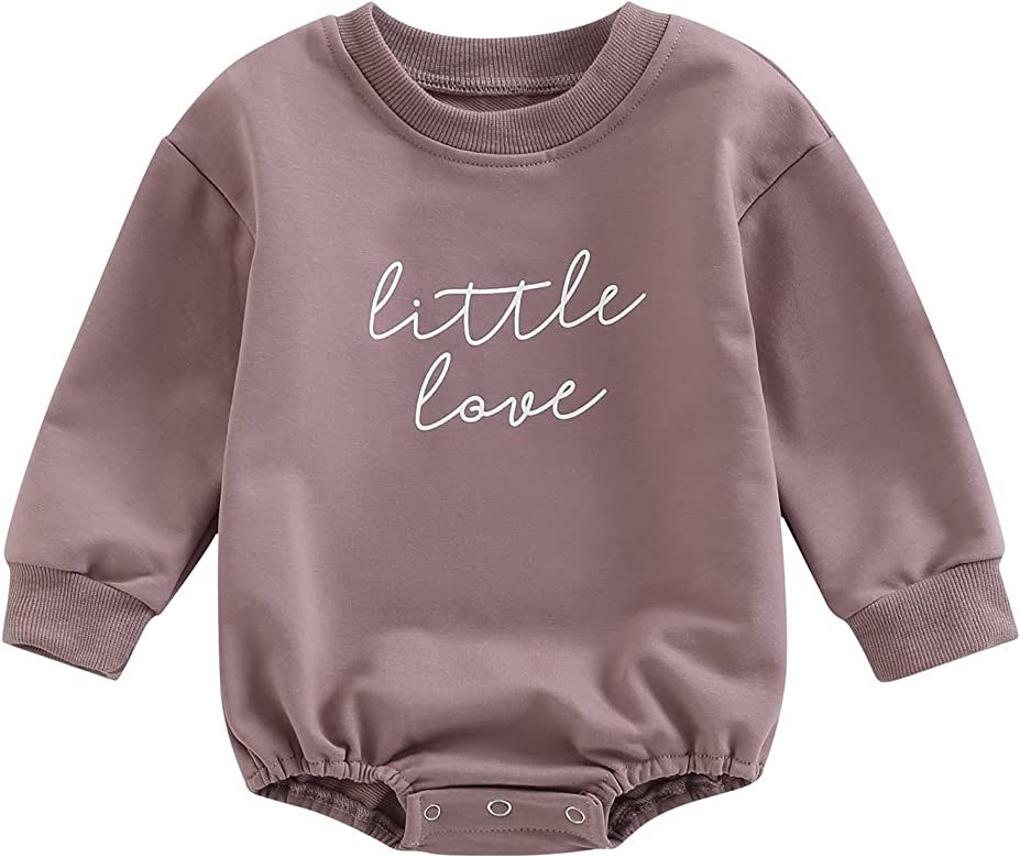 Meiweileya Baby Sweatshirt Romper Onesie Little Love Pullover Bubble Bodysuit Newborn Infant Girl... | Amazon (US)