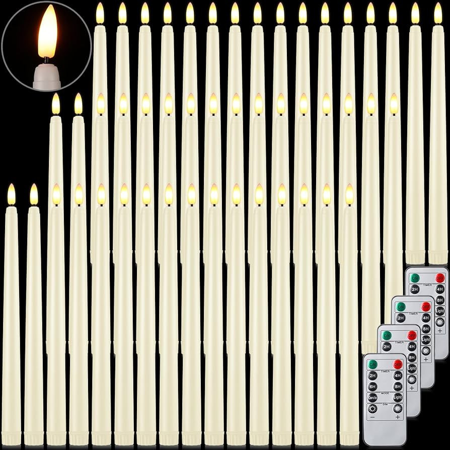 48 Pcs Flameless Taper Candles with 4 Remote, Battery Operated Flickering Flameless Taper Candles... | Amazon (US)