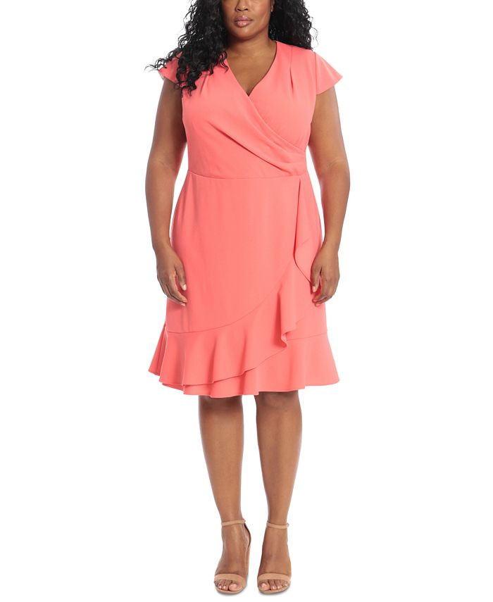 London Times Plus Size Ruffled Faux-Wrap Dress & Reviews - Dresses - Plus Sizes - Macy's | Macys (US)