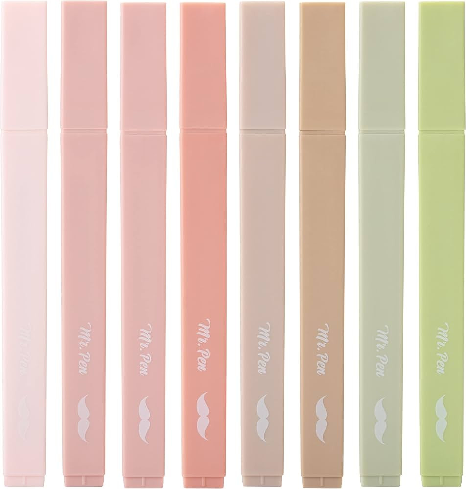 Mr. Pen- Aesthetic Highlighters, 8 pcs, Chisel Tip, Boho Colors, No Bleed Bible Highlighter Paste... | Amazon (US)