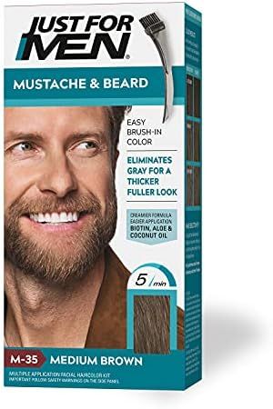 Just For Men Mustache & Beard, Beard Dye for Men with Brush Included for Easy Application, With B... | Amazon (US)