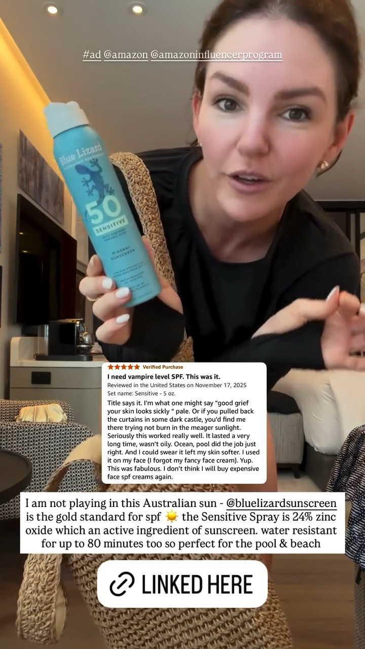 I am not playing in this Australian sun - @bluelizardsunscreen is the gold standard for spf ☀️: the Sensitive Spray is 24% zinc oxide which an active ingredient of sunscreen. water resistant for up to 80 minutes too so perfect for the pool & beach

#LTKSwim #LTKBeauty #LTKgrwm