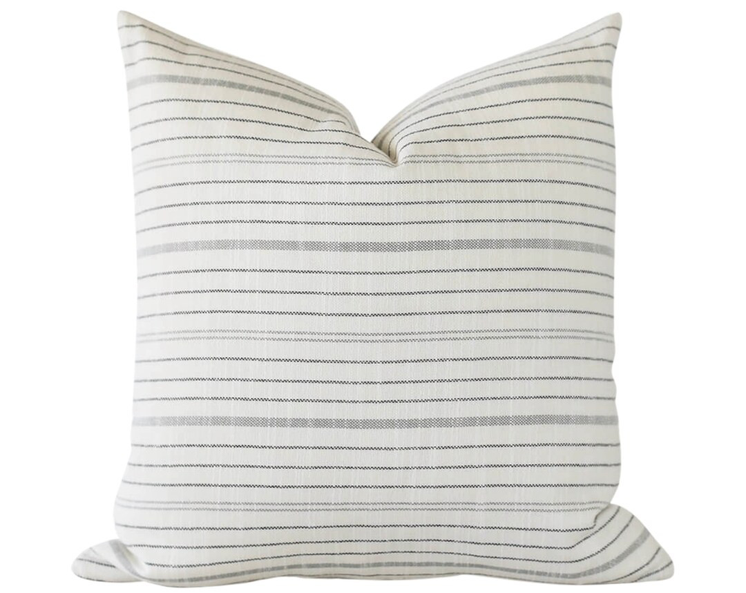 White and Black Striped Pillow Cover, Striped Pillow, Designer Throw Pillows, 20x20 Pillow Covers... | Etsy (US)