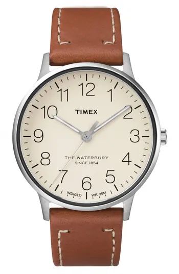 Timex Waterbury Classic Leather Strap Watch, 40Mm | Nordstrom