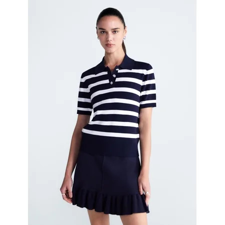 Free Assembly Women's and Women's Plus Polo Sweater with Short Sleeves, Lightweight, Sizes XS-4X | Walmart (US)