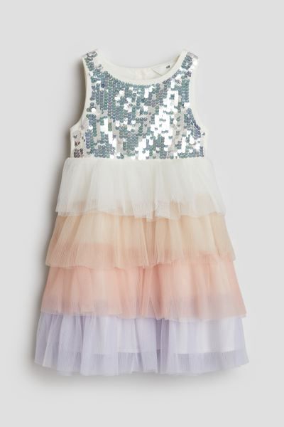 Sequined Tulle Dress - White/gradient - Kids | H&M US | H&M (US + CA)