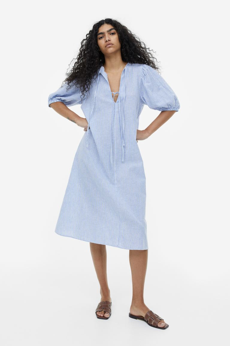 Tie-detail Linen-blend Dress | H&M (US + CA)