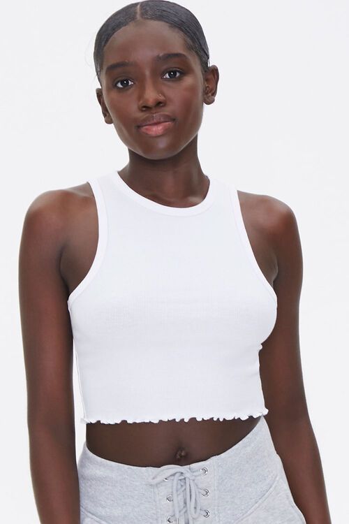 Ribbed Lettuce-Edge Cropped Tank Top | Forever 21 | Forever 21 (US)