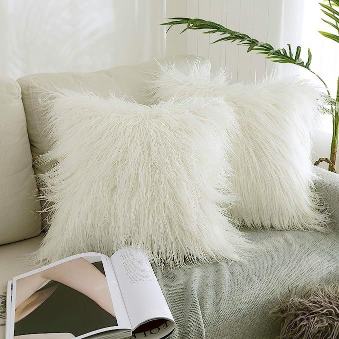 Kevin Textile Set of 2 Faux Fur Pillow Cover Decorative New Luxury Series Merino Style Christmas ... | Amazon (US)